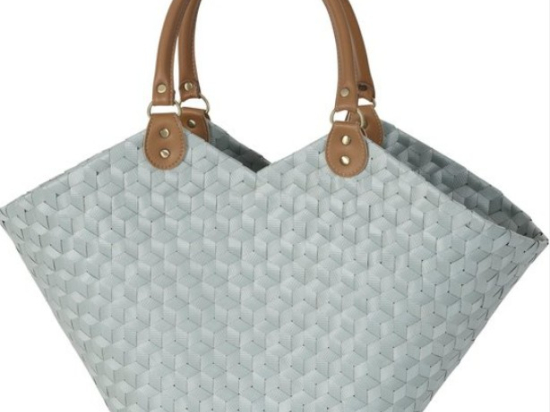 SAC SWEETHEART VERT EUCALYPTUS - CABAS EN PLASTIQUE RECYCLÉ ET CUIR