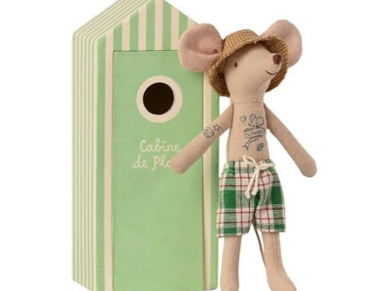 PAPA SOURIS À LA PLAGE AVEC CABINE DE PLAGE - MAILEG