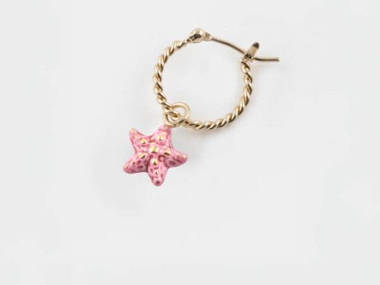 BOUCLE D'OREILLE ÉTOILE DE MER ROSE EN PORCELAINE - NACH