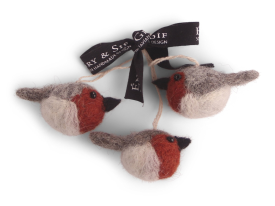 SET DE 3 MINI OISEAUX RUSTY ROUGE