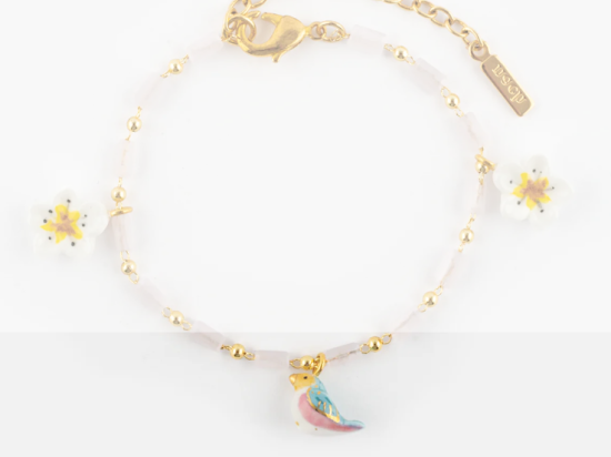 Bracelet fleur de poirier & oiseau bleu