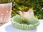 MANGEOIRE OISEAUX VERTE ET ROSE