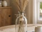 VASE EN VERRE TRANSPARENT AVEC POMPON NATUREL