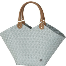 SAC SWEETHEART VERT EUCALYPTUS - CABAS EN PLASTIQUE RECYCLÉ ET CUIR