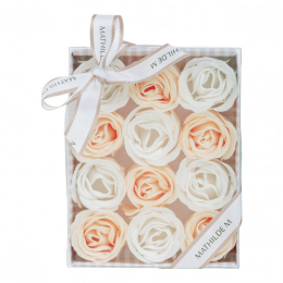 COFFRET DE 12 ROSES DE SAVON  - PARFUM ROSE