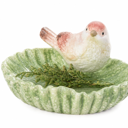 MANGEOIRE OISEAUX VERTE ET ROSE