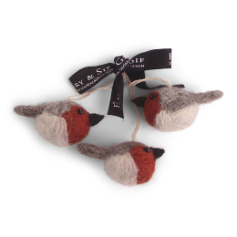 SET DE 3 MINI OISEAUX RUSTY ROUGE